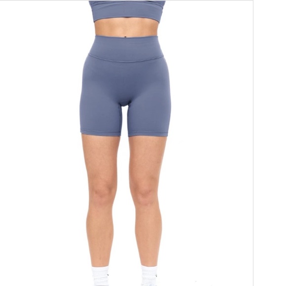 Women's Blue High-Waisted Shorts - Picture 1 of 3